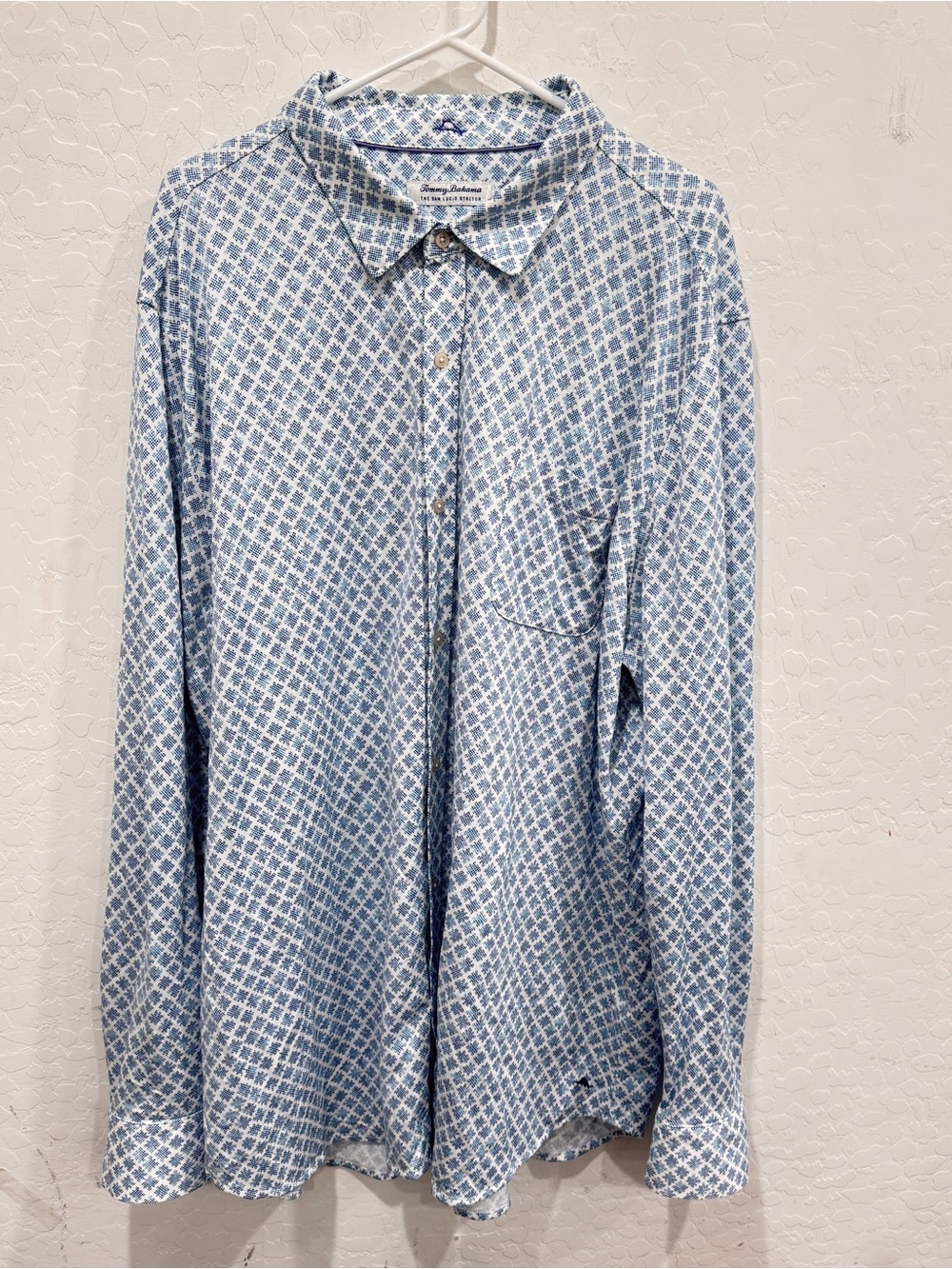 Tommy Bahama The San Lucio Stretch Shirt 3XLT Light Blue Geometric Button-Down